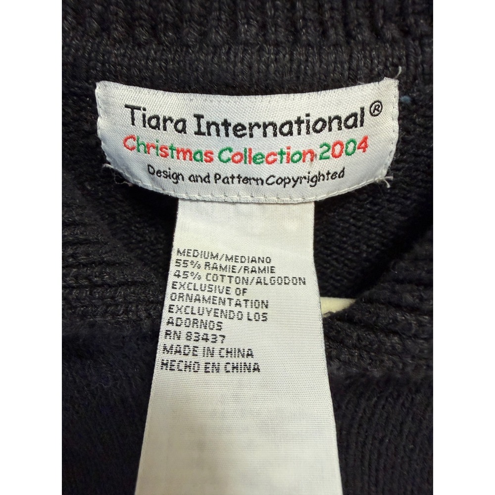 Tiara International 2004 Vintage Christmas Santa Zip Up Cardigan Sweater Medium - Picture 5 of 8